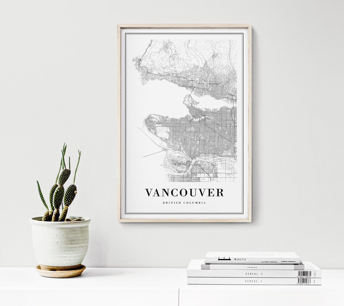 Vancouver Canada Map Art Print, Black And White - Image 3