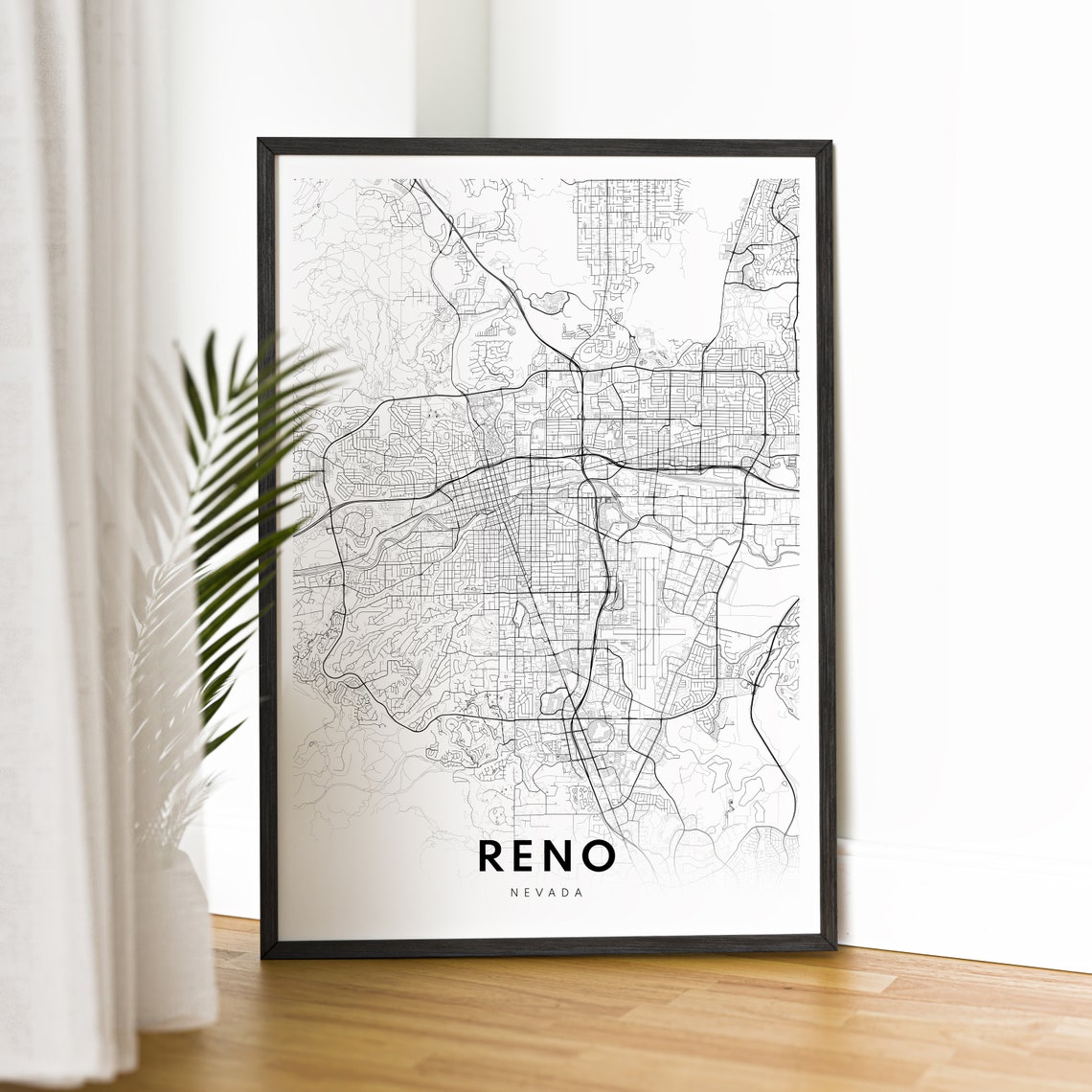Reno Nevada City Street Map Black White Minimalist Map Poster - Image 2