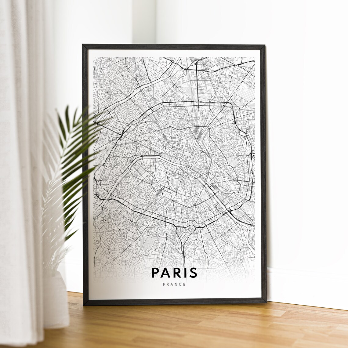 Paris Map Print, Minimal Black And White Poster - Image 2