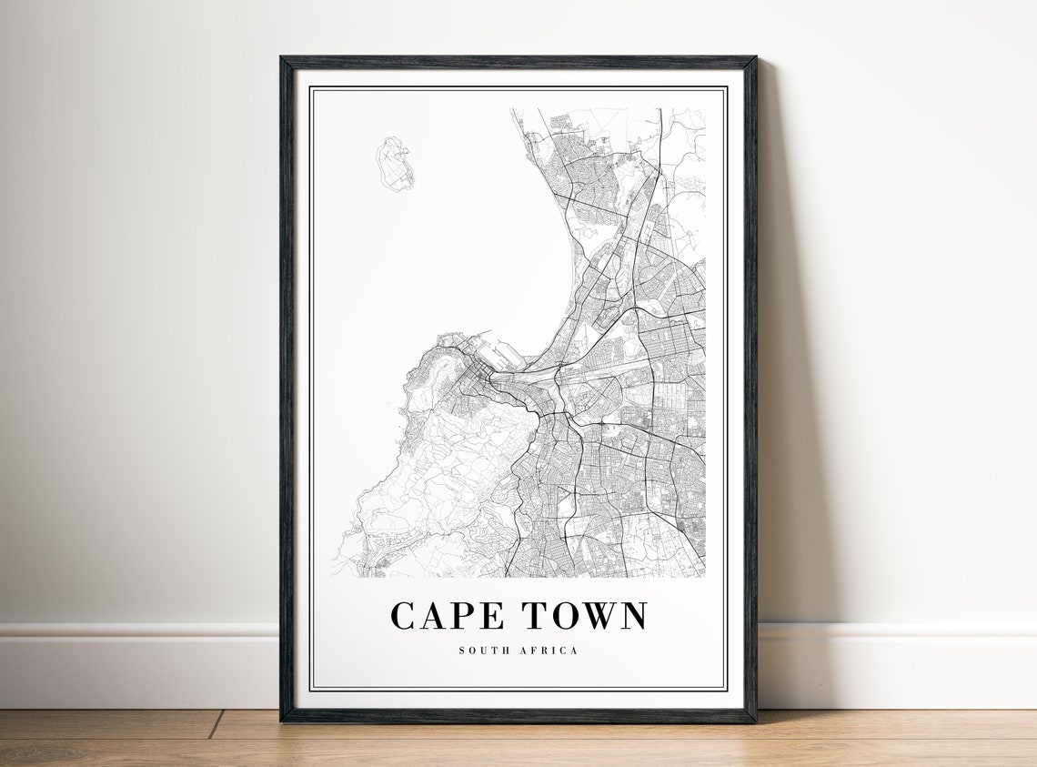 Cape Town South Africa Black and White City Map Minimalist Wall Art - Image 4