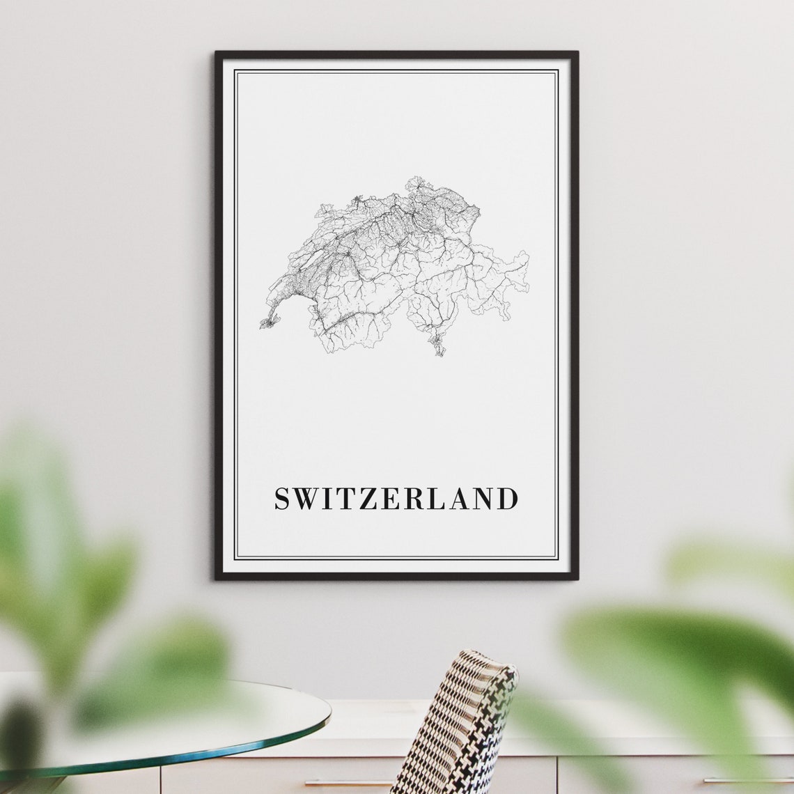 Switzerland Country Outline Minimalist Travel Map Wall Poster - Image 2