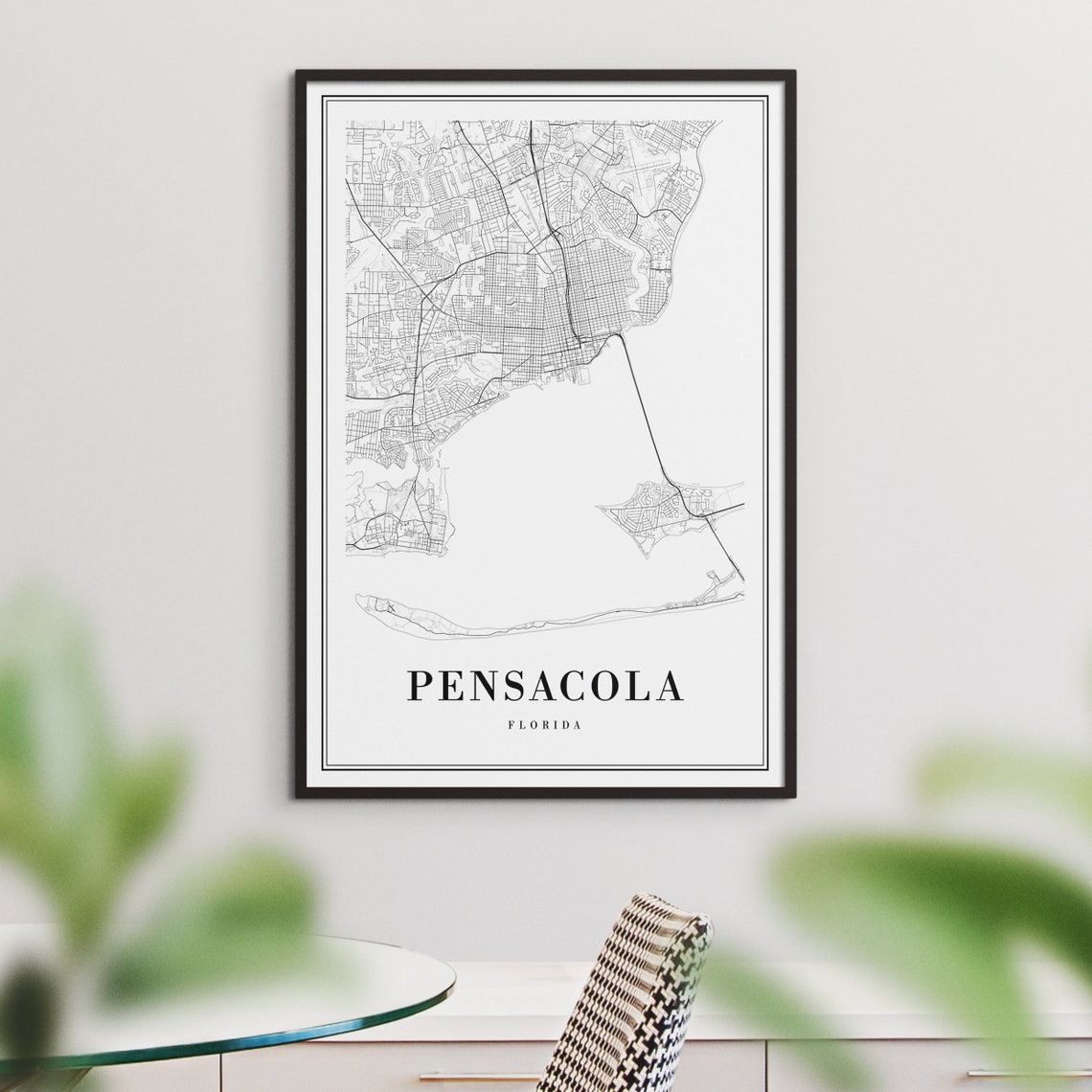 Pensacola Florida City Street Map Fine Minimal Line Art Print - Image 3