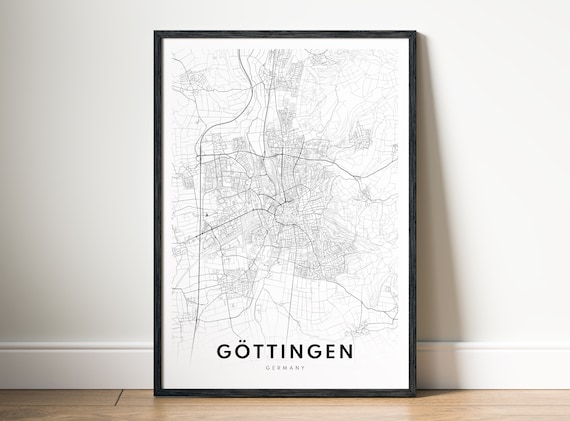 Gttingen Map Print Germany Poster Black And White Art Sketch