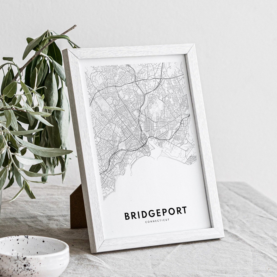 Bridgeport Connecticut City Map Minimalist Black and White Poster - Image 4