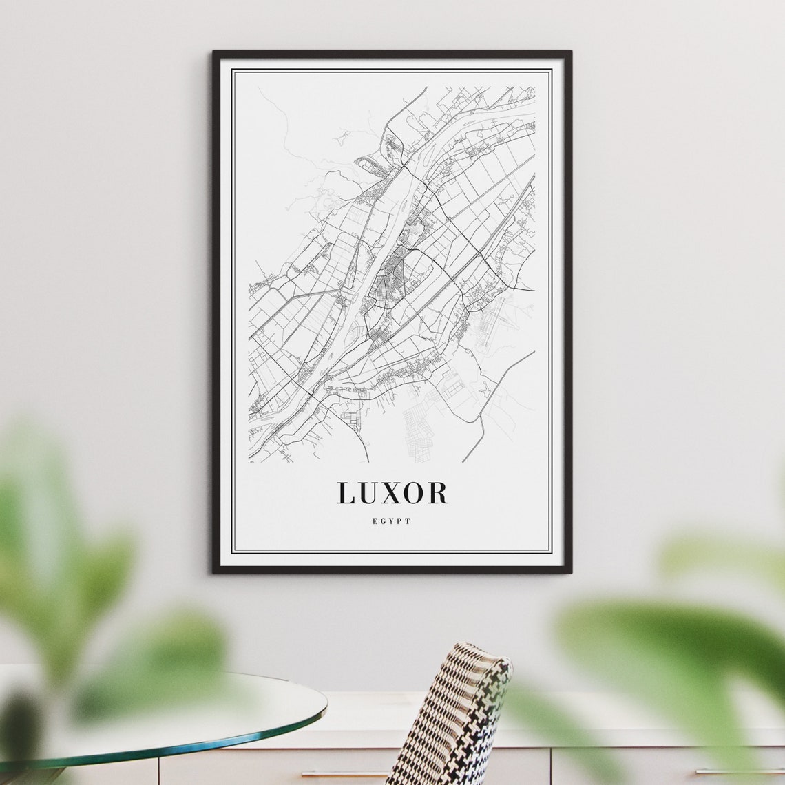 Luxor Egypt City Street Map Minimal Black White Map Wall Print - Image 3