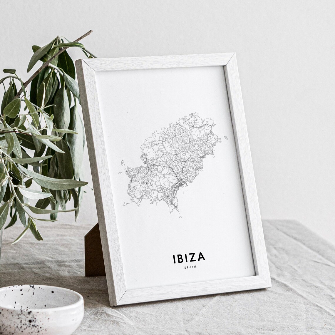 Ibiza Spain Map Poster, Black and White Travel Print - Image 4