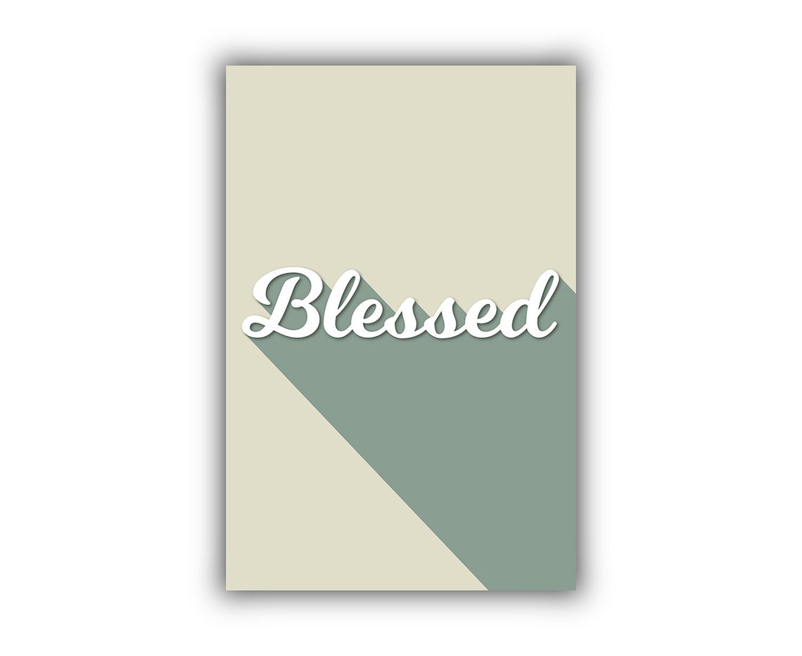 Blessed Script Quote Sage Green Geometric Modern Wall Art Poster - Image 2