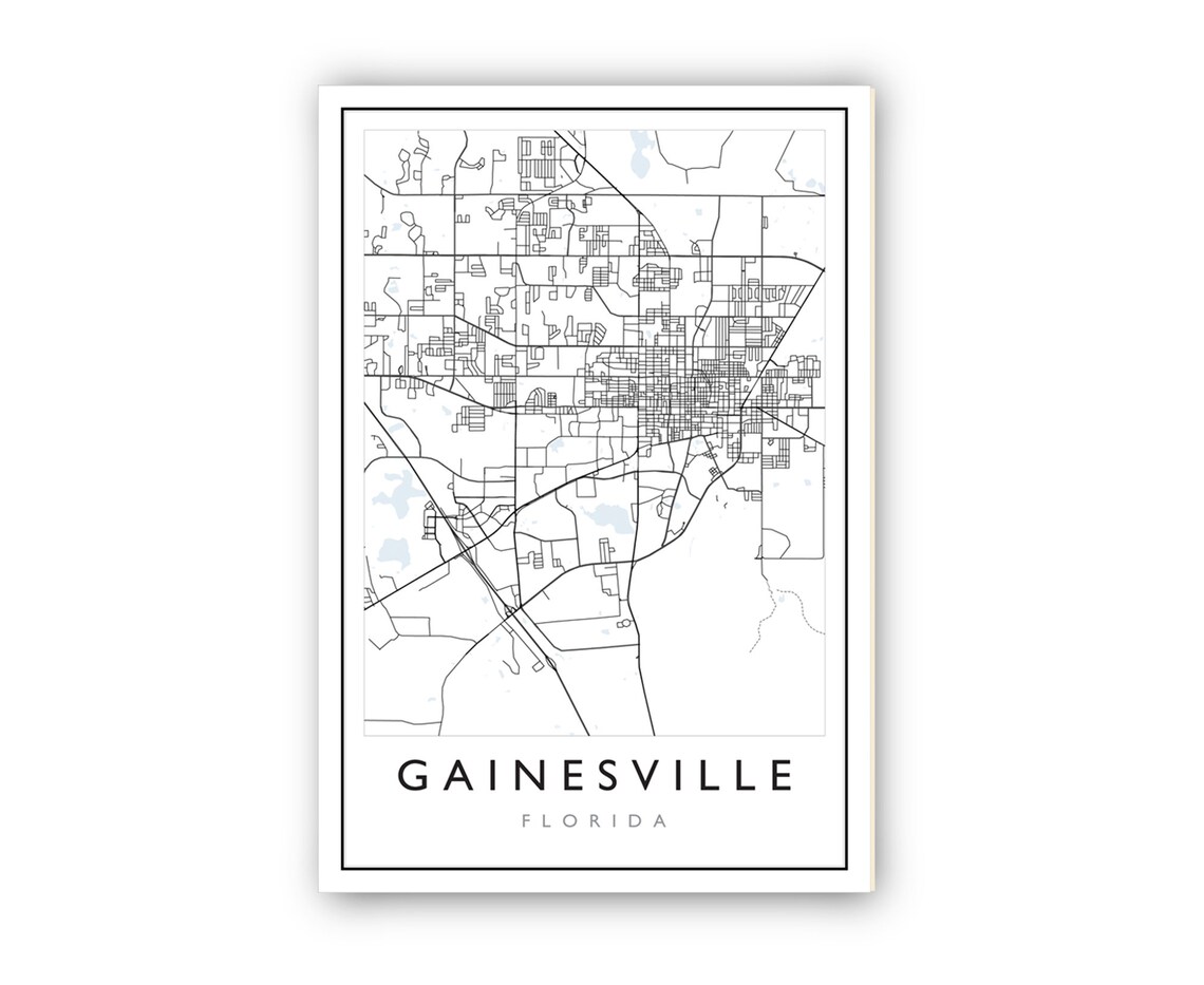 Gainesville Florida Minimalist City Street Map Black White Poster - Image 2