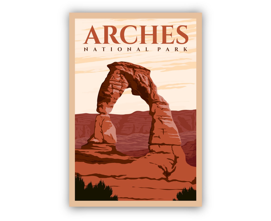 Arches National Park Travel Poster Print Utah National Park Arches Retro Travel Poster National Park In Grand County Utah Birthday Gift - Image 2
