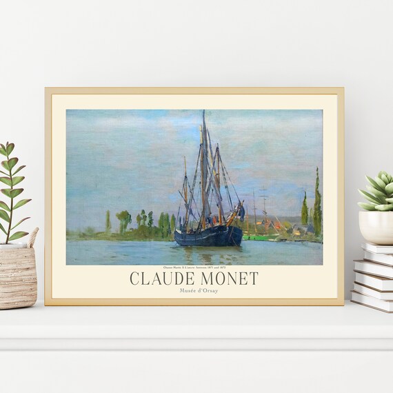 Claude Monet Chasse Maree Sailboat At Anchor Seine River Art Poster