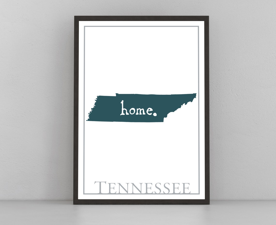 Tennessee Home State Silhouette Teal Minimalist Decor Wall Poster