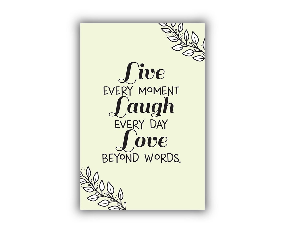 Live Every Moment Laugh Every Day Quote Motivational Wall Art Print - Image 2
