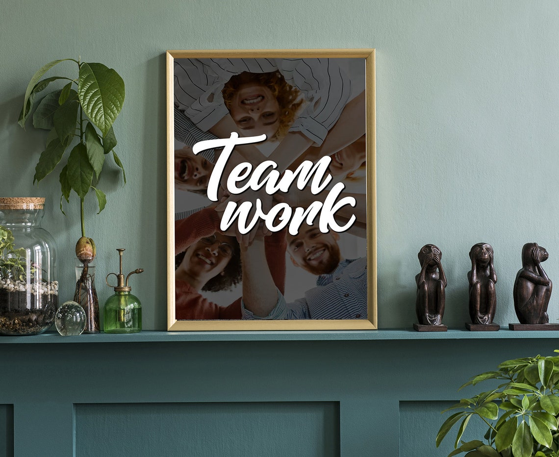 Team Work Script Quote Poster Hands Stacked Group Support Together - Image 4