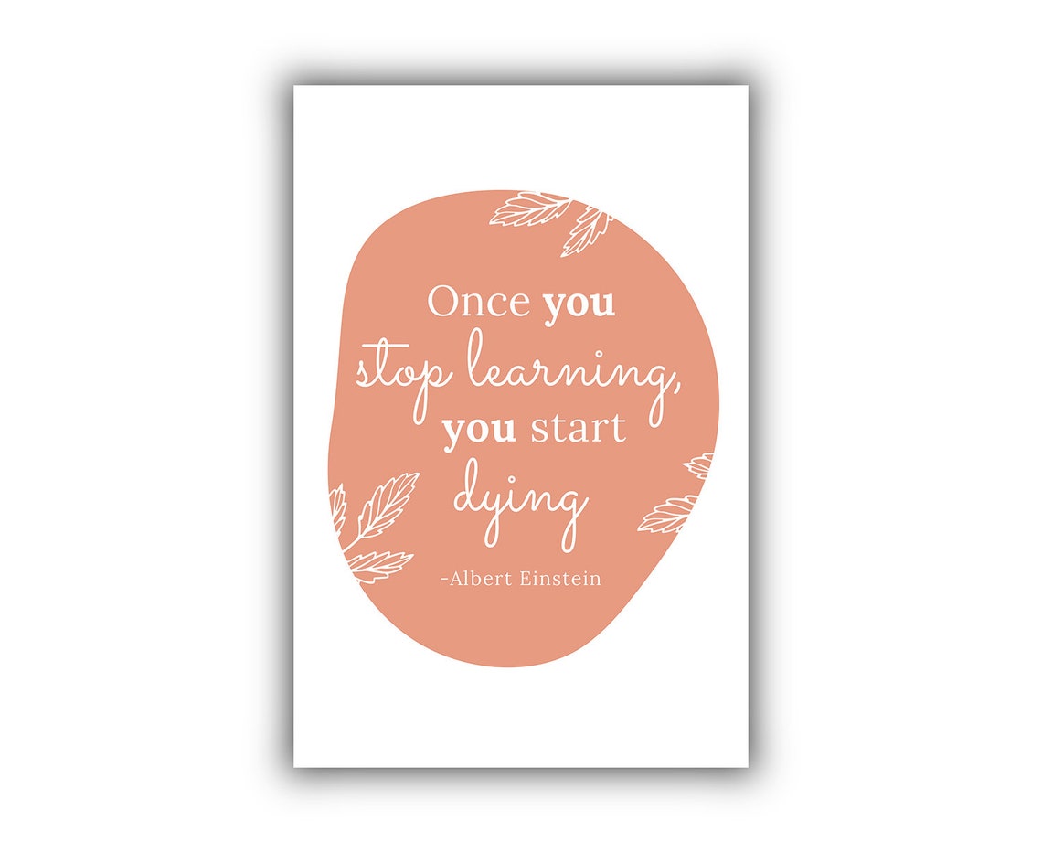 Albert Einstein Once You Stop Learning Quote Terracotta Boho Poster - Image 2