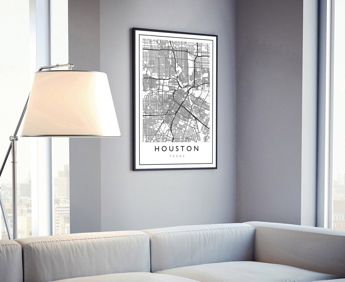 Houston Texas City Street Map Minimalist Modern Travel Poster - Image 4