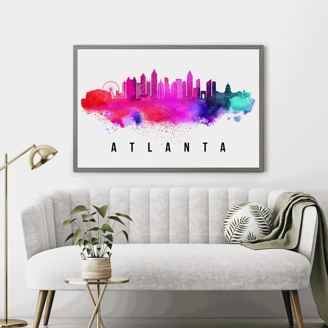 Atlanta Georgia Skyline Poster Cityscape Painting Atlanta Georgia Poster Georgia Cityscape And Landmark Print Home And Office Wall Art - Image 4