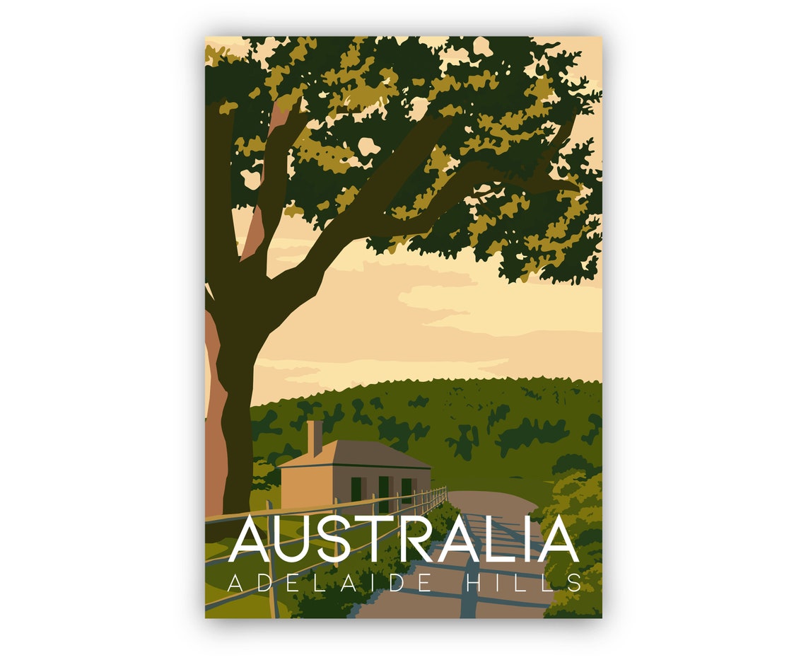 Australia Adelaide Hills Countryside Cottage Gum Tree Travel Poster - Image 2
