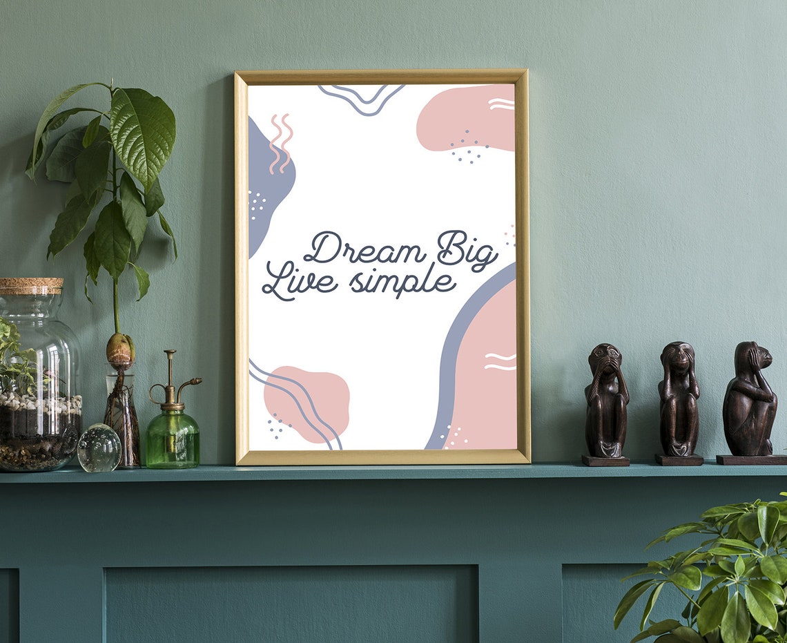 Dream Big Live Simple Script Quote Poster Abstract Blush Wall Art - Image 3