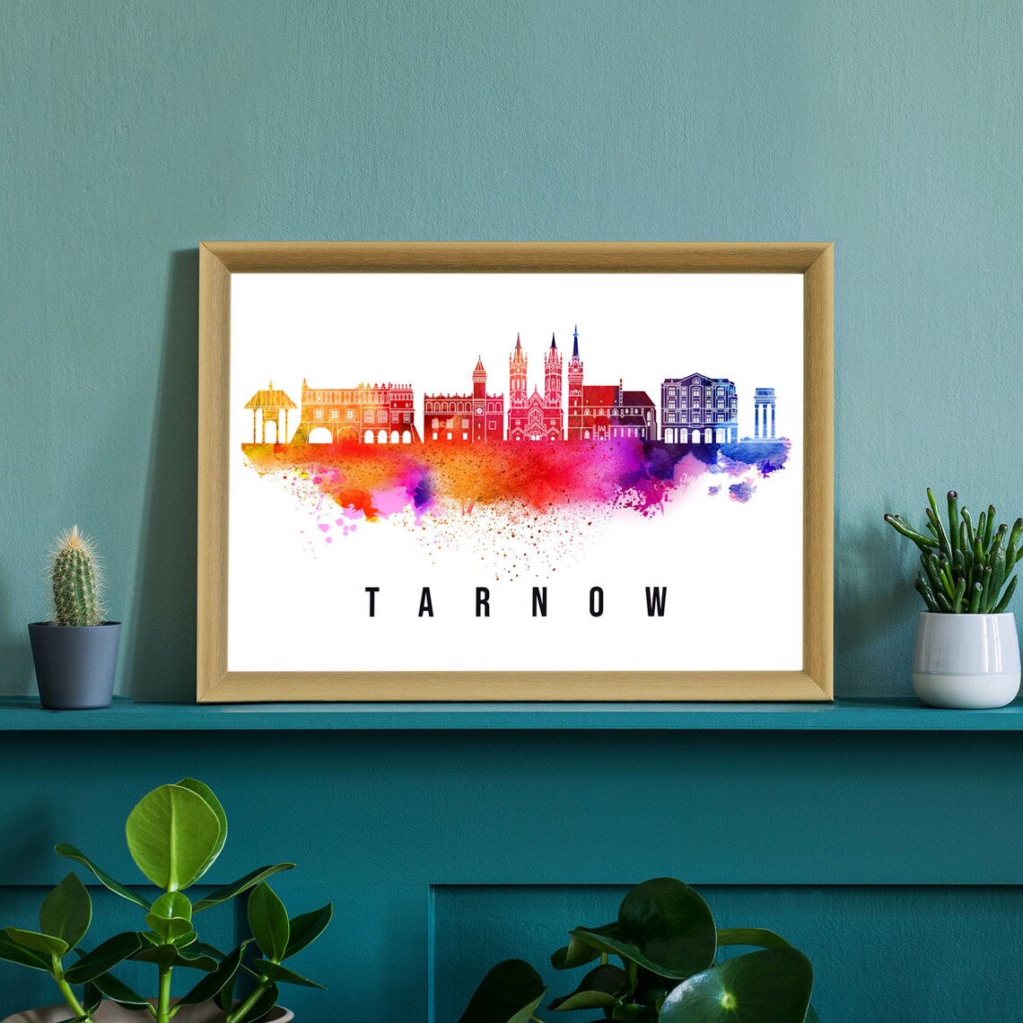 Tarnow Poland Historic Cathedral Town Hall Watercolor Poster - Image 2