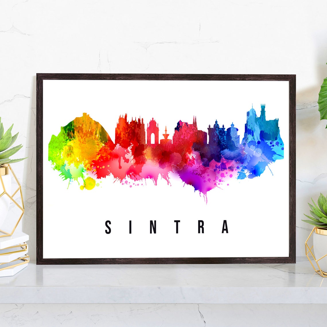 Sintra Portugal Poster Skyline Poster Cityscape Poster Portugal Landmark City Illustration Poster Home Wall Art Office Wall Art