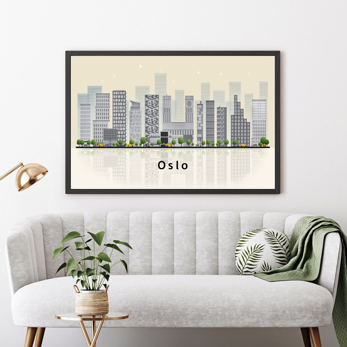 Oslo Norway Skyline Illustration Modern Downtown Cityscape Wall Art - Image 3