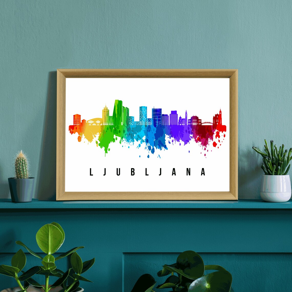 Ljubljana Slovenia Poster Skyline Poster Cityscape And Landmark Ljubljana City Illustration Home Wall Art Office Decor - Image 3