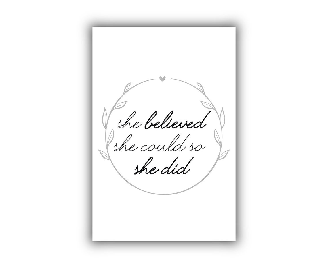 She Believed She Could So She Did Script Wreath Motivational Poster - Image 2