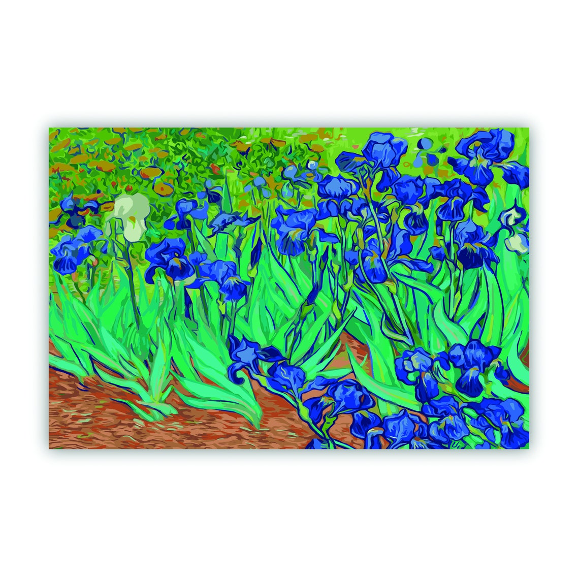 Blue Irises Post Impressionist Floral Oil Painting Art Poster Print - Image 3