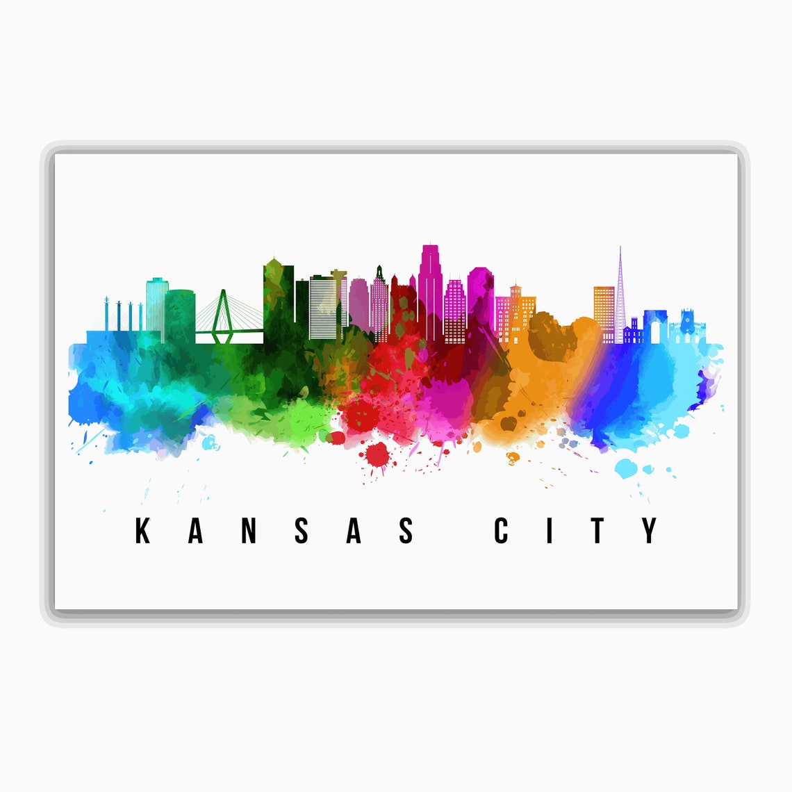 Kansas City Missouri Skyline Poster Cityscape Painting Kansas City Missouri Landmark And Cityscape Print Home And Office Wall Art - Image 4