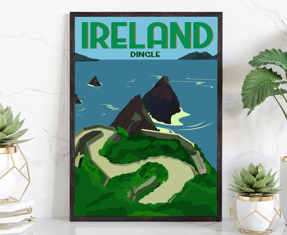 Ireland Dingle Peninsula Atlantic Coast Vintage Retro Travel Poster