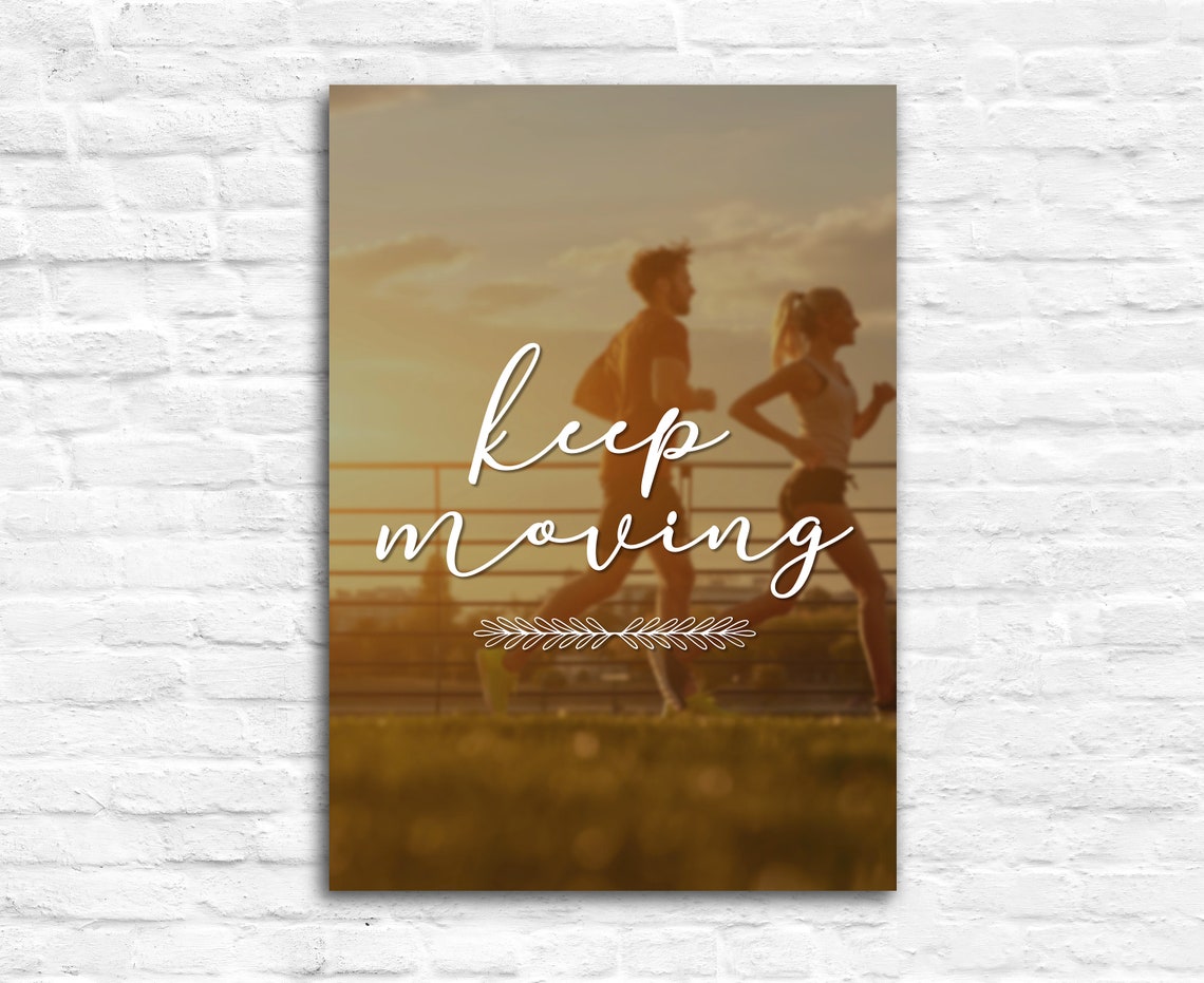 Keep Moving Runners Sunset Motivational Fitness Wall Art Print - Image 2