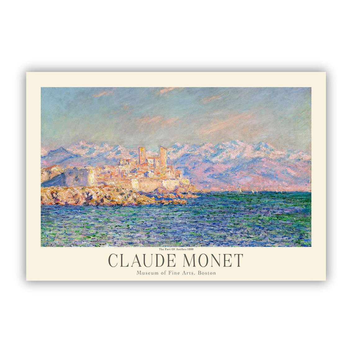 Claude Monet Antibes Harbor French Riviera Alps View Art Poster - Image 2