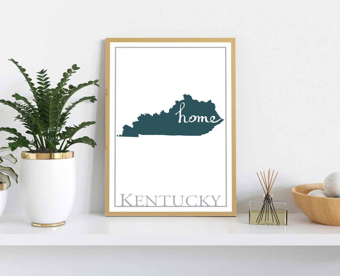 Kentucky Home State Map Silhouette Teal Minimalist Wall Art Poster - Image 2