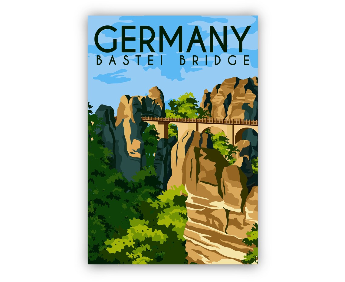 Bastei Bridge Germany Saxon Switzerland National Park Travel Poster - Image 2