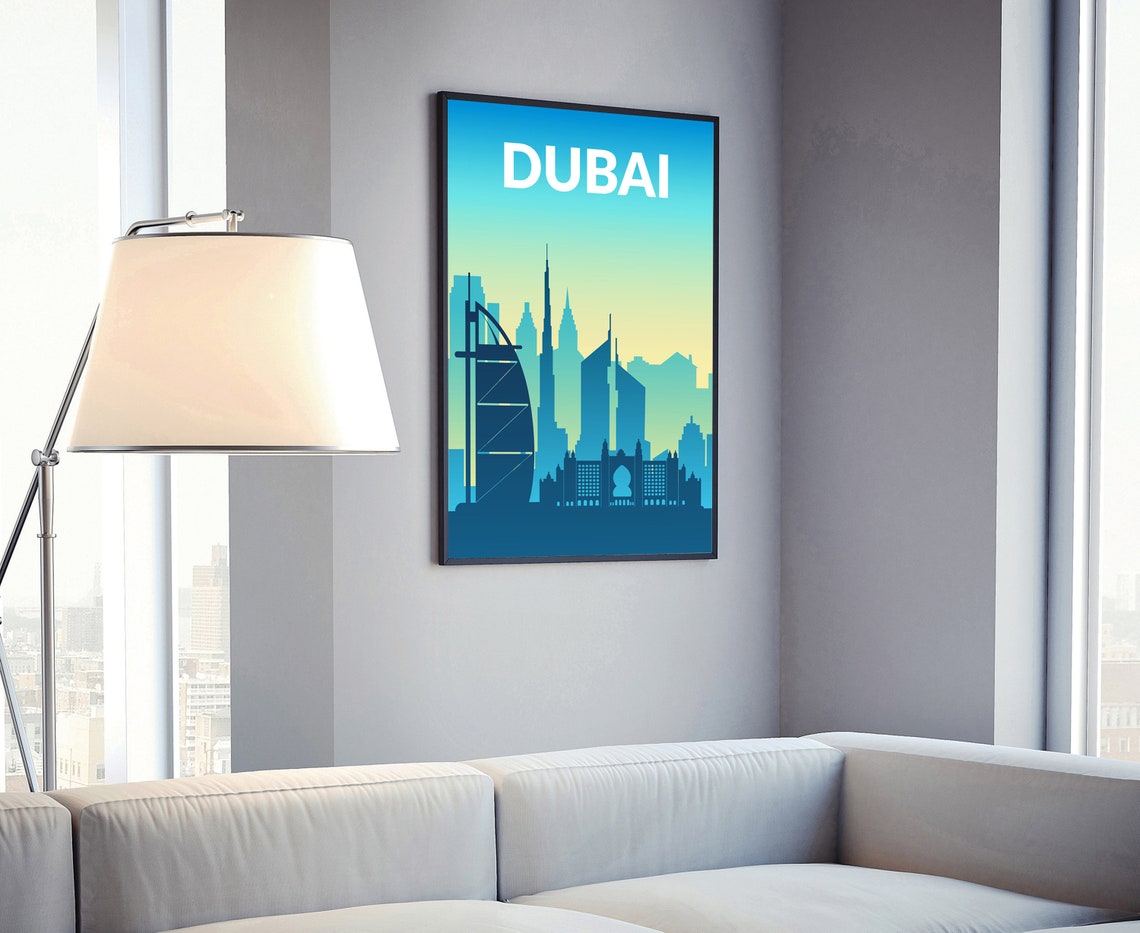 Dubai UAE Burj Khalifa Skyline Minimalist Modern City Travel Poster - Image 3