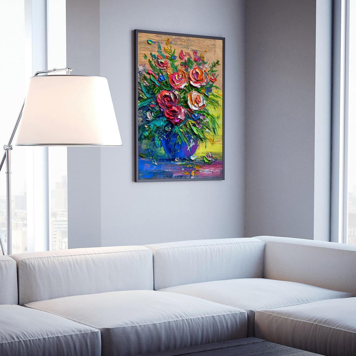 Flowers Oil Painting Flowers Still Life Poster Prints Flower Painting Prints Floral Texture Oil Painting Home Office Wall Art Decoration - Image 3