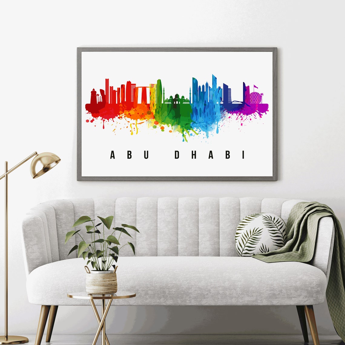 Abu Dhabi UAE Watercolor Skyline Grand Mosque City Landmark Poster - Image 4