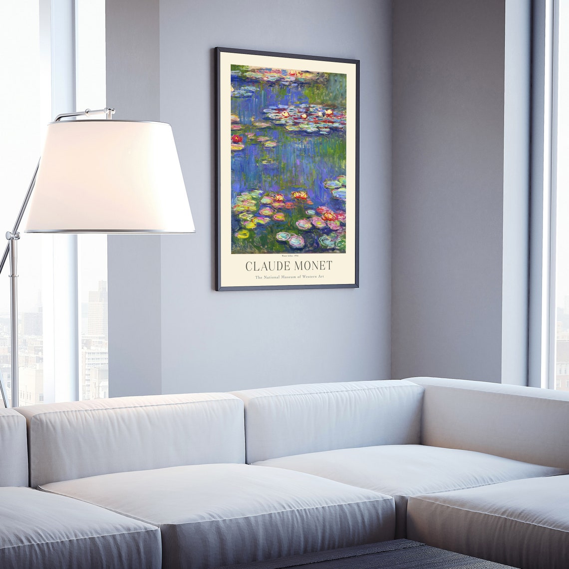 Claude Monet Water Lilies 1916 Blue Pond Reflection Art Poster