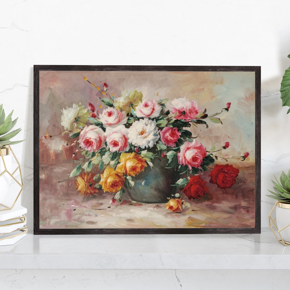 Flowers Oil Painting Flowers Still Life Poster Prints Flower Painting Prints Floral Texture Oil Painting Home Office Wall Art Decoration