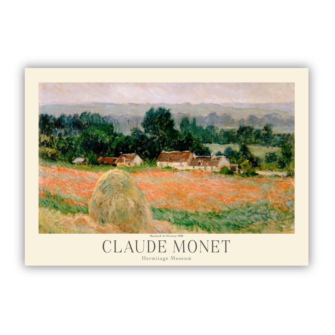 Claude Monet Haystack At Giverny Poppy Field Farmhouse Art Poster - Image 2