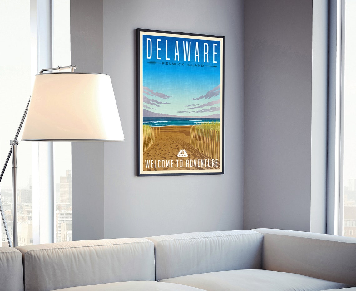 Delaware Fenwick Island Beach Dunes Welcome to Adventure Travel Poster - Image 4