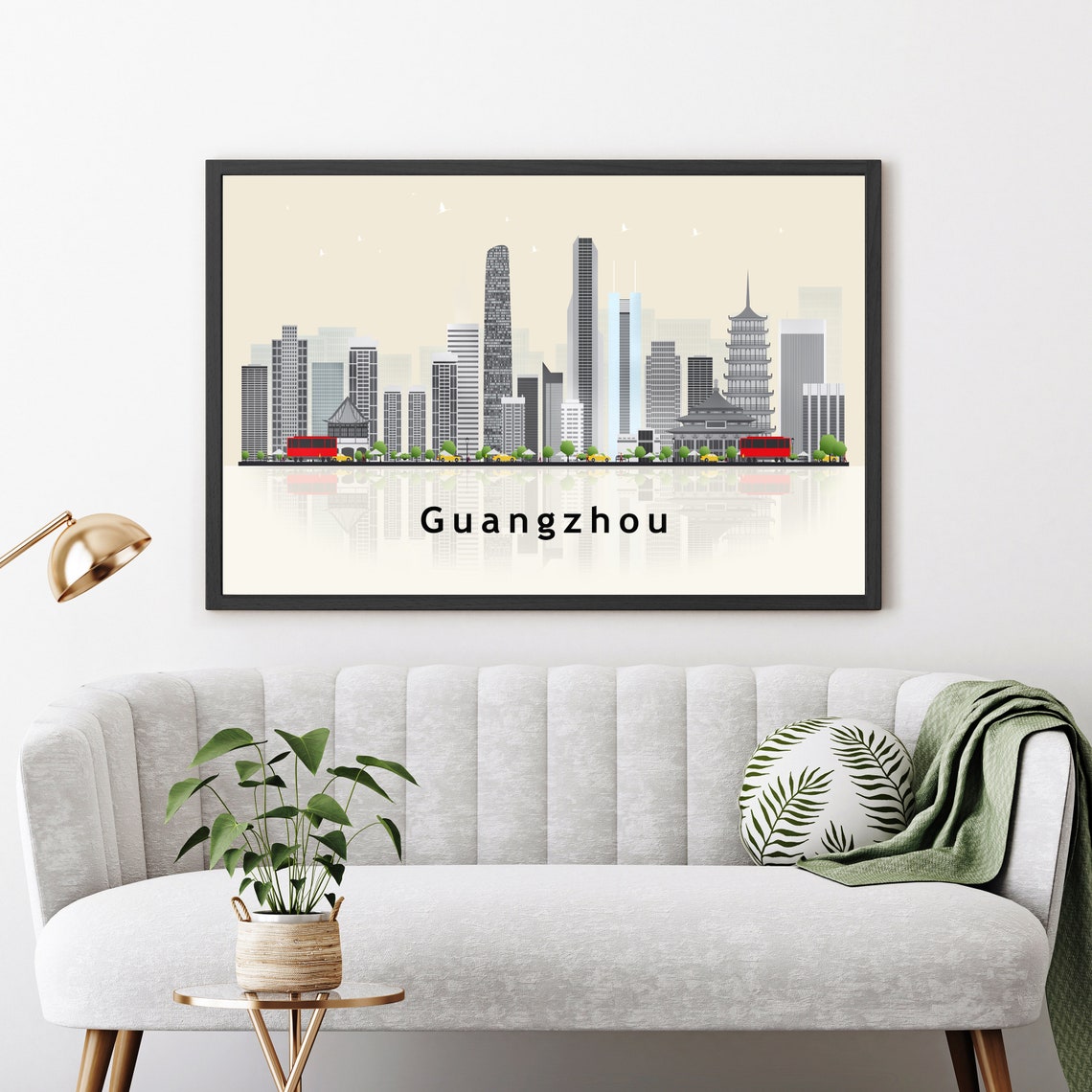 Guangzhou China Pagoda Skyline Landmark Illustration City Poster - Image 3