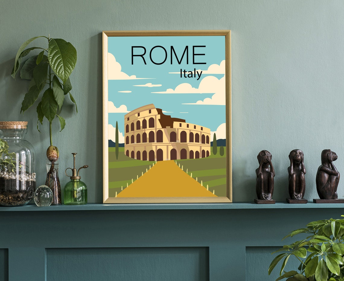 Italy Rome Colosseum Ancient Ruins Vintage Cityscape Travel Poster - Image 3