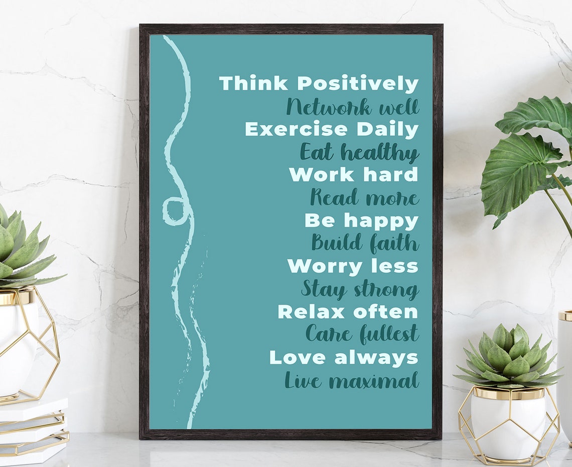 Think Positively Daily Affirmations List Motivational Quote Poster