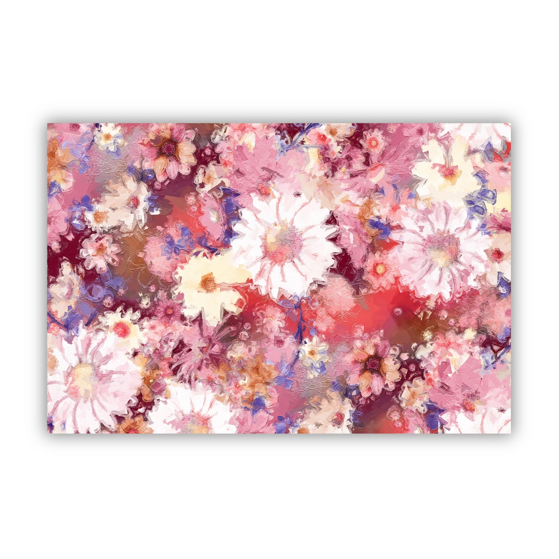 Flowers Oil Painting Flowers Still Life Poster Prints Flower Painting Prints Floral Texture Oil Painting Home Office Wall Art Decoration - Image 2