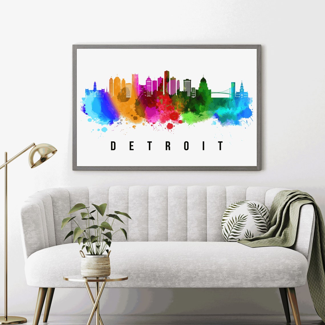 Detroit Michigan Skyline Poster Detroit Cityscape Painting Detroit Michigan Landmark And Cityscape Print Home And Office Wall Art - Image 4