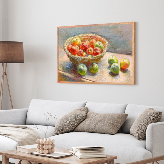 Claude Monet Basket Of Apples Red Green Fruit Still Life Art Poster