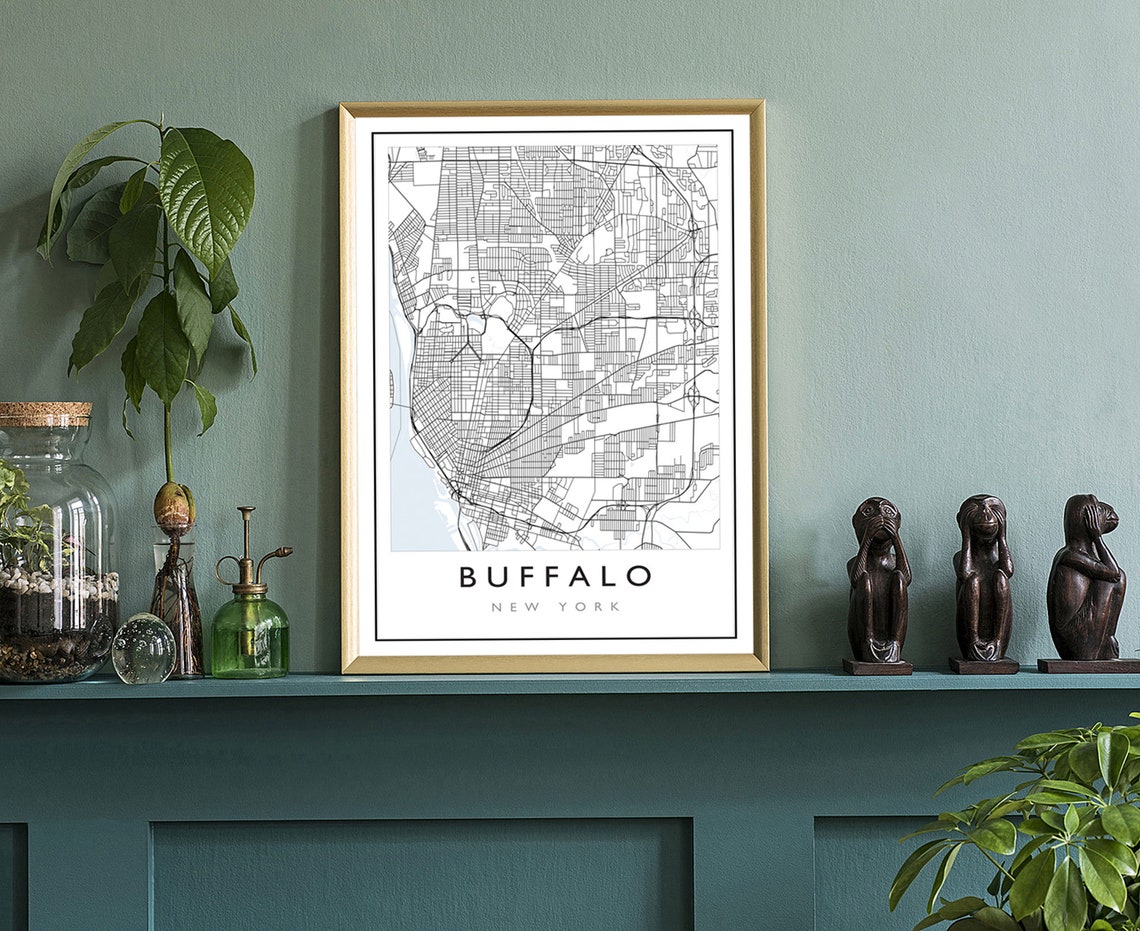 Buffalo New York Minimalist Black White City Street Map Line Poster - Image 3