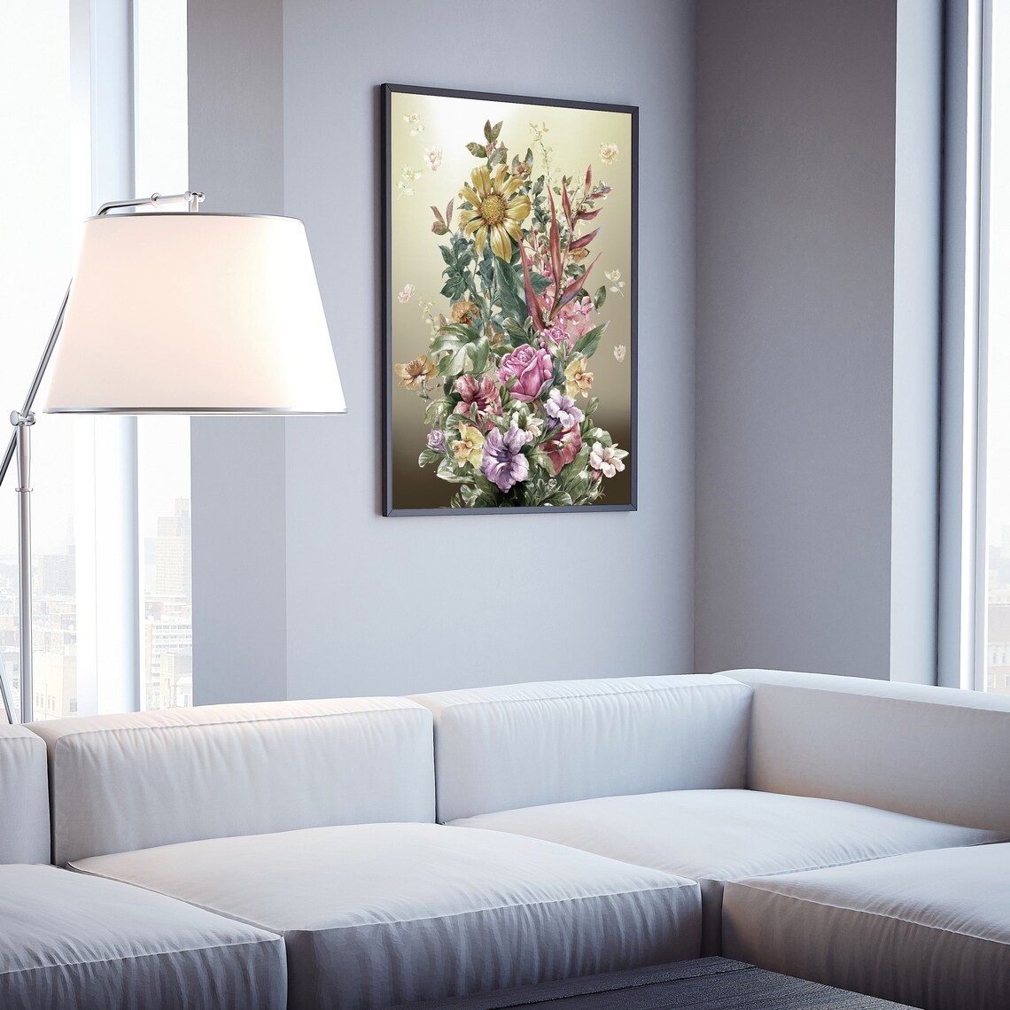 Garden Botanical Daisy Rose Bouquet Watercolor Floral Art Poster - Image 4