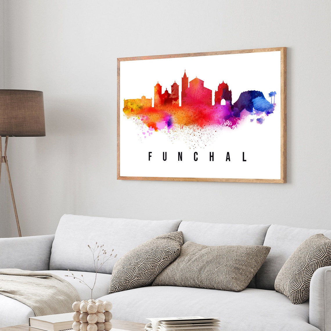 Funchal Portugal Poster Skyline Poster Cityscape Poster Portugal Landmark City Illustration Poster Home Wall Art Office Wall Art - Image 3